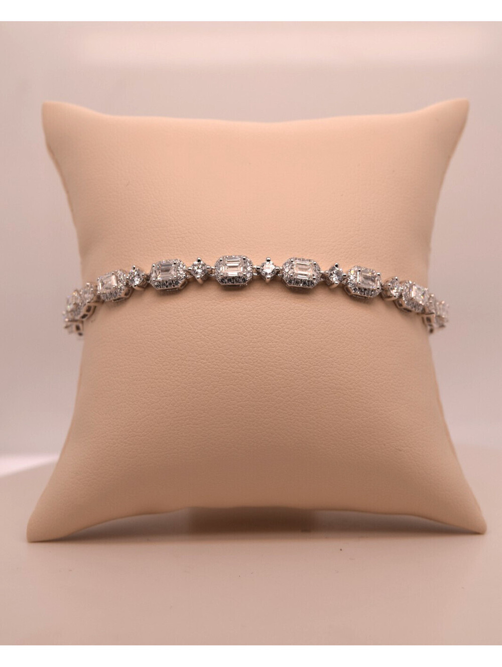14K WHITE GOLD TENNIS BRACELET LAB 7.00 TCW